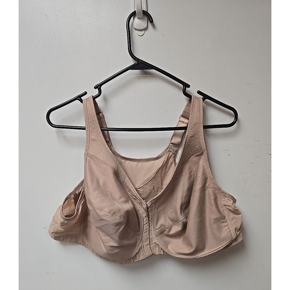 Glamorise MagicLift Tan Front Close Posture Back Support Underwire Bra Size 50C